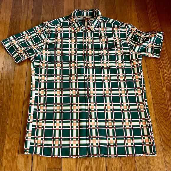 Deus Ex Machina Men’s Large Plaid Button Shirt Retro Short Sleeve - Picture 5 of 16